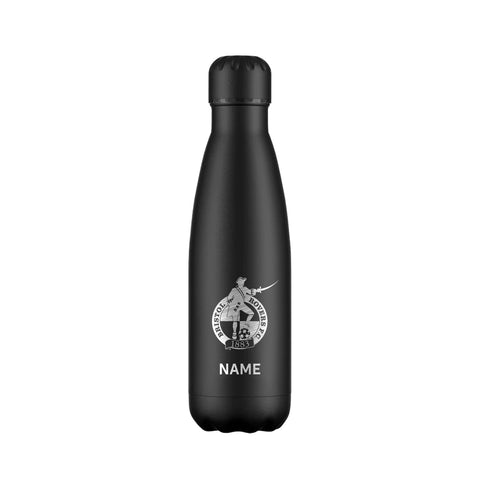 BRFC Personalised Engraved Crest Water Bottle - Black