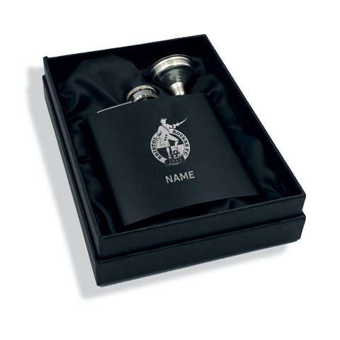 BRFC Personalised Hip Flask + Gift Box - Matt Black